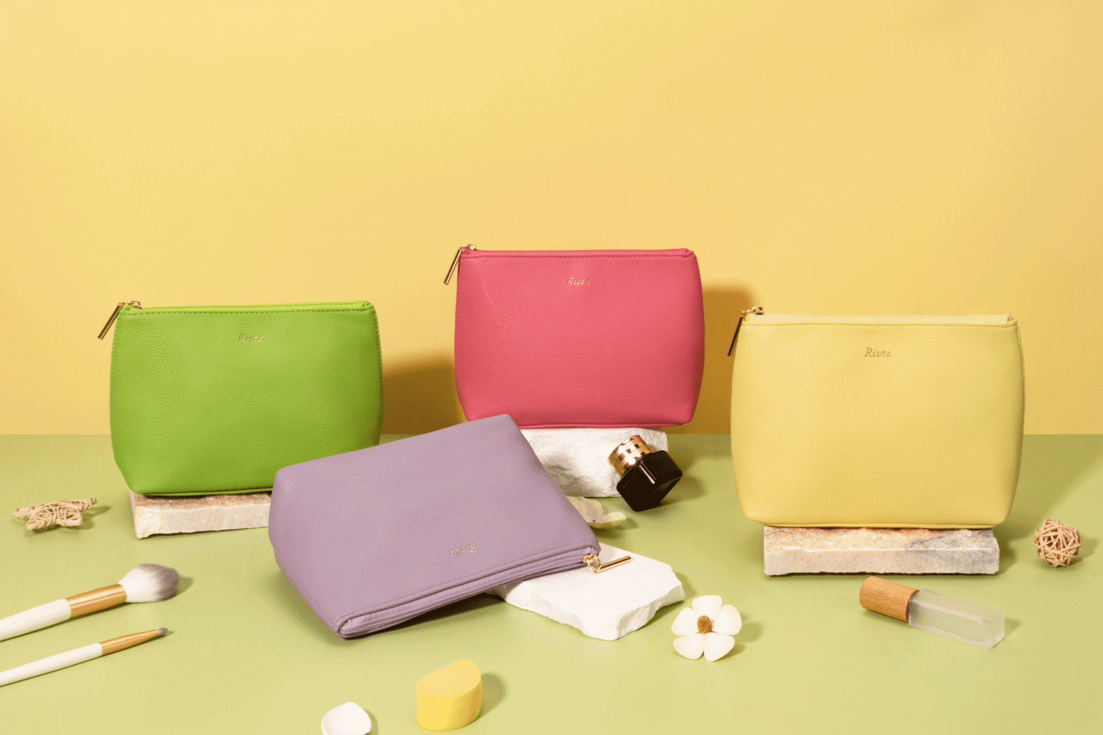 recycled Leather makeup bags