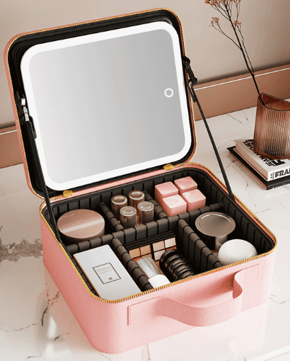 cosmetic bag with LED mirror