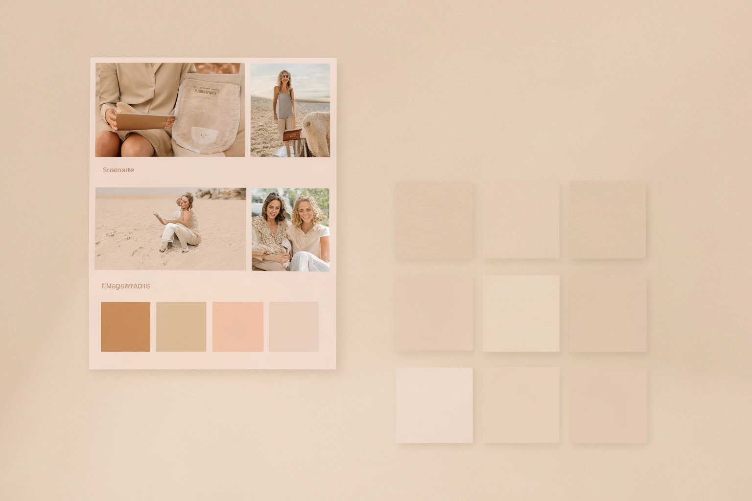 Defining the Vision and Audience for a Custom Makeup Bag A mood board for a makeup bag design with images of target customers, lifestyle photos, and color schemes