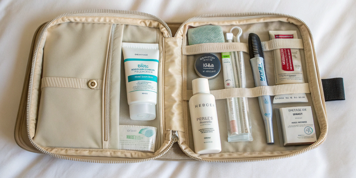 What to Pack in a Toiletry Bag an open toiletry bag with travel-sized essentials neatly arranged