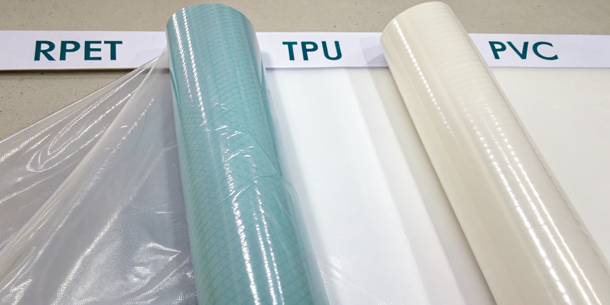 Side-by-side comparison of RPET, TPU, and PVC materials