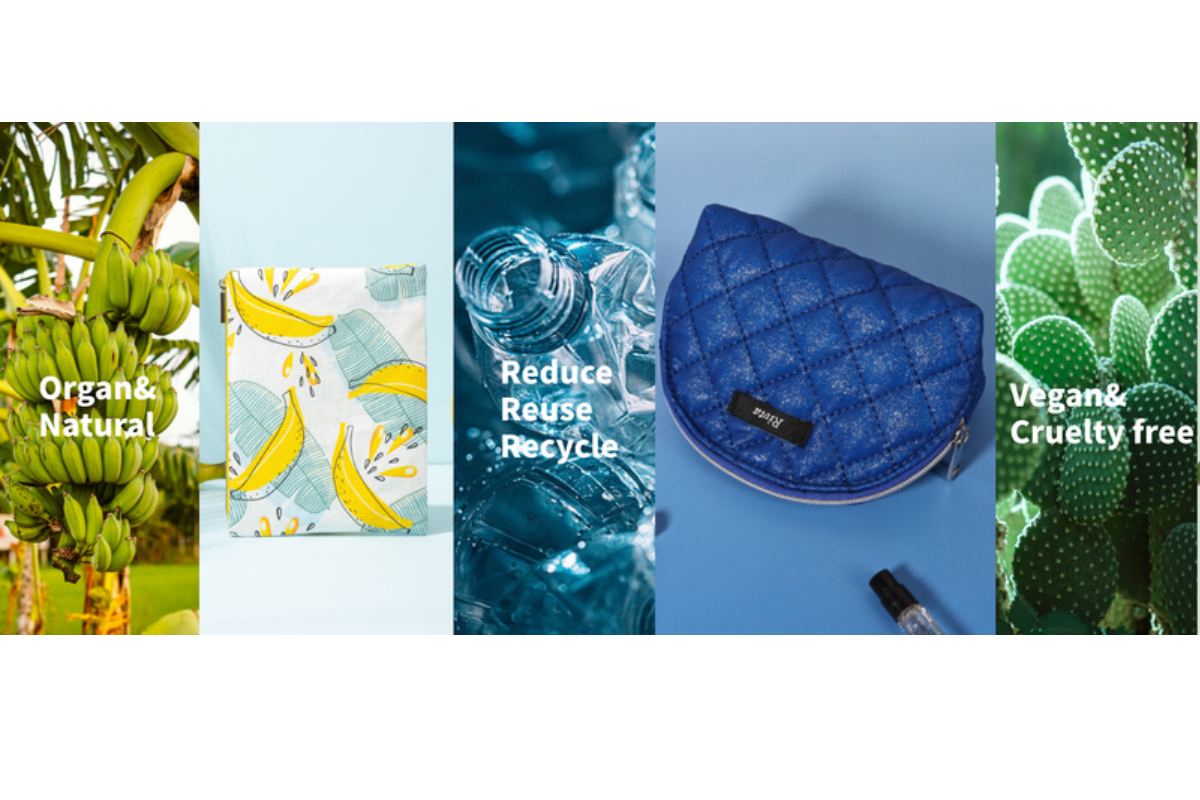 different sustainable material swatches for makeup bags
