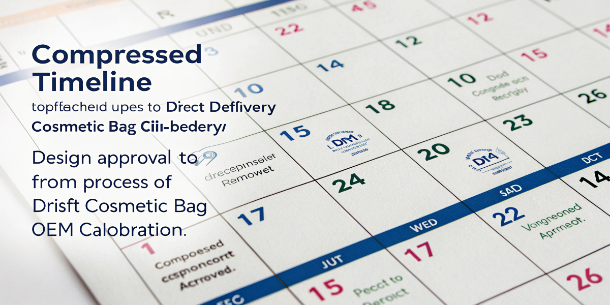 A calendar graphic showing a compressed timeline from design approval to delivery, highlighting the speed of direct OEM collaboration.